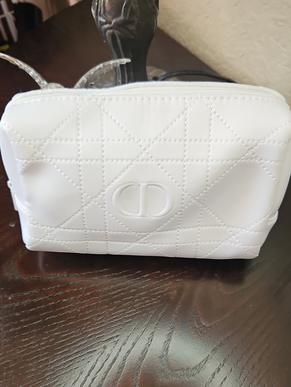Dior White Quilted CD Cosmetic Bag/ Pouch NWOT